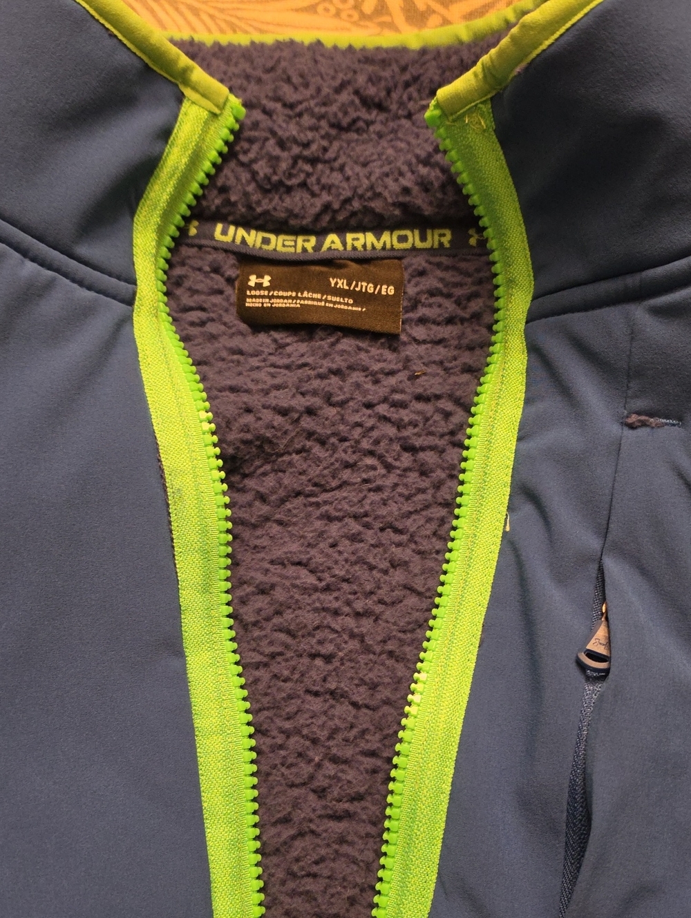 Under Armour Kids Navy Fleece with Neon Lime Trim
